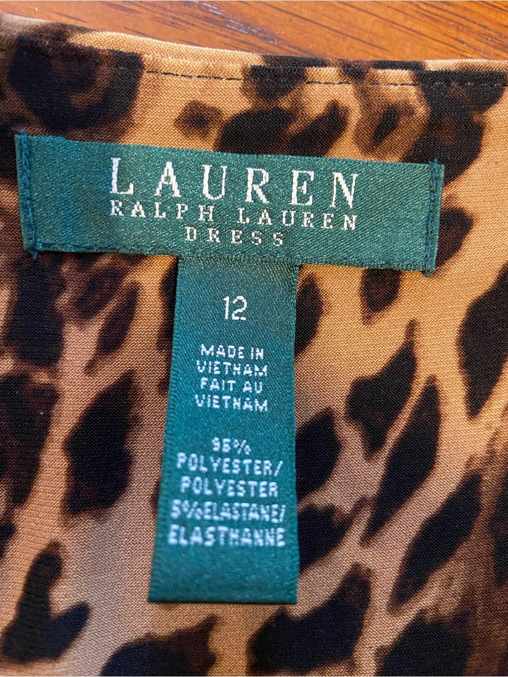 Ralph Lauren Leopard Print V-Neck Midi Dress - Brown & Black - Picture 3 of 3